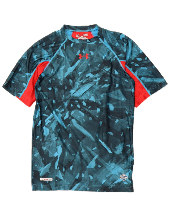 UNDER ARMOUR Muška majica kratkih rukava Heat Gear Mali plavi geometrijski poliester