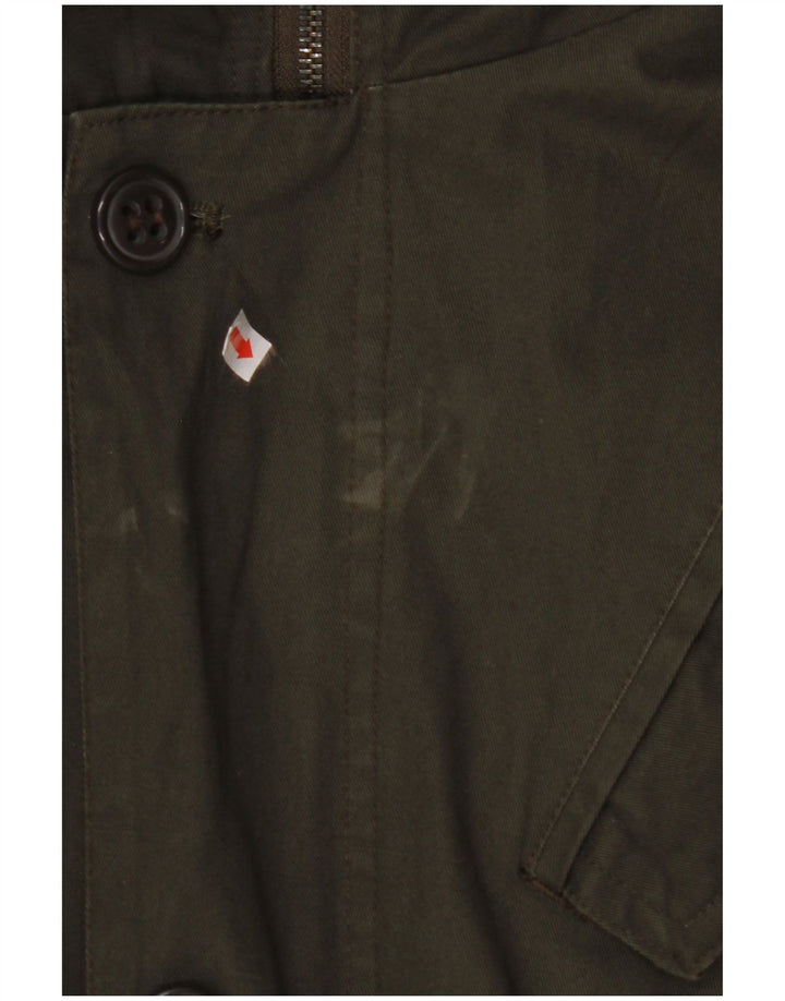 VINTAGE muška parka jakna s kapuljačom UK 40 Large kaki pamuk