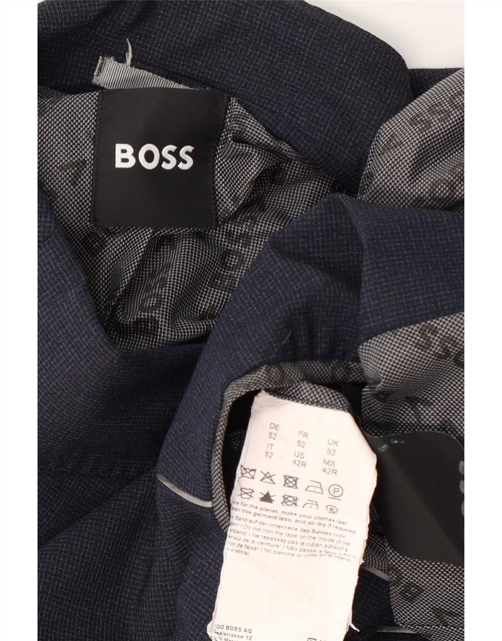Hugo Boss muška jakna sa 2 gumba UK 52 XL tamnoplava karirana vuna