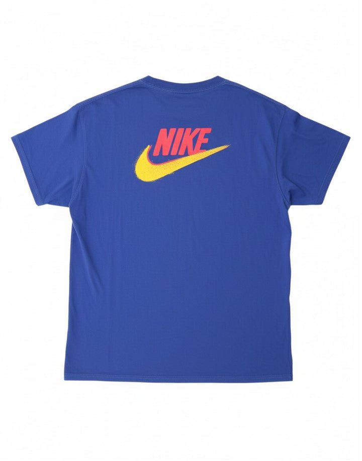 NIKE Mens Graphic T-Shirt Top Large Blue Cotton