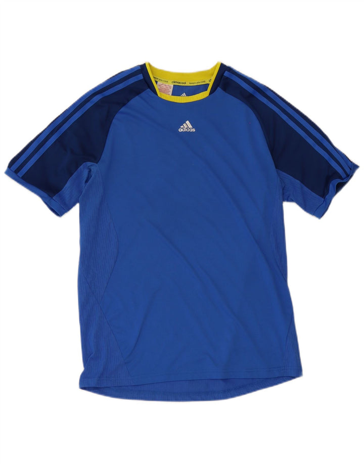 Adidas Boys Climacool T-Shirt Top 15-16 Years Blue Colourblock Poliester