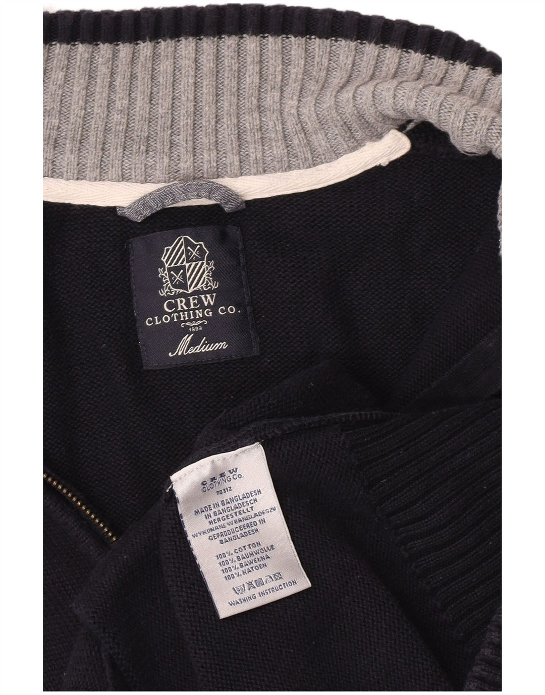 Crew Clothing Muški kardigan pulover Srednje tamnoplavi pamuk
