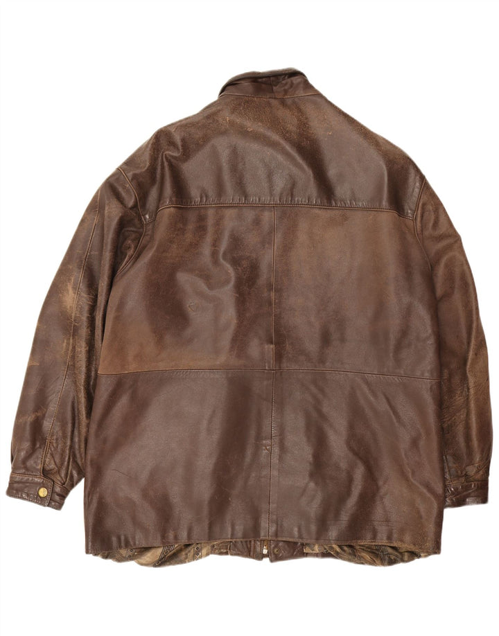Vintage muška kožna jakna UK 44 2XL smeđa