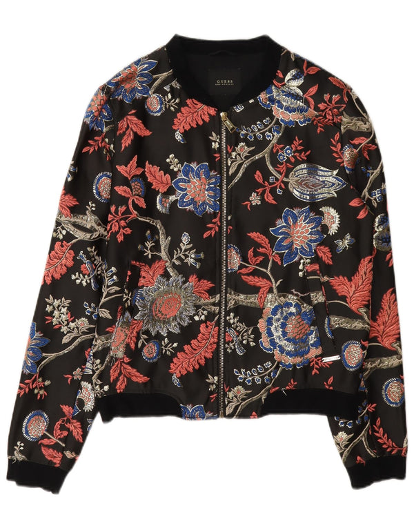 Guess ženska bomber jakna UK 6 XS crni cvjetni poliester