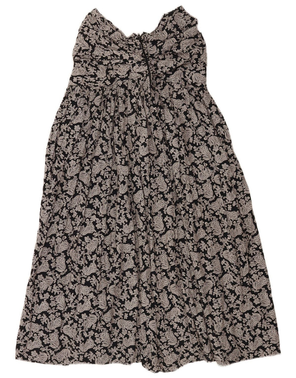 Laura Ashley ženska haljina bez naramenica UK 12 Srednja crna cvjetna viskoza