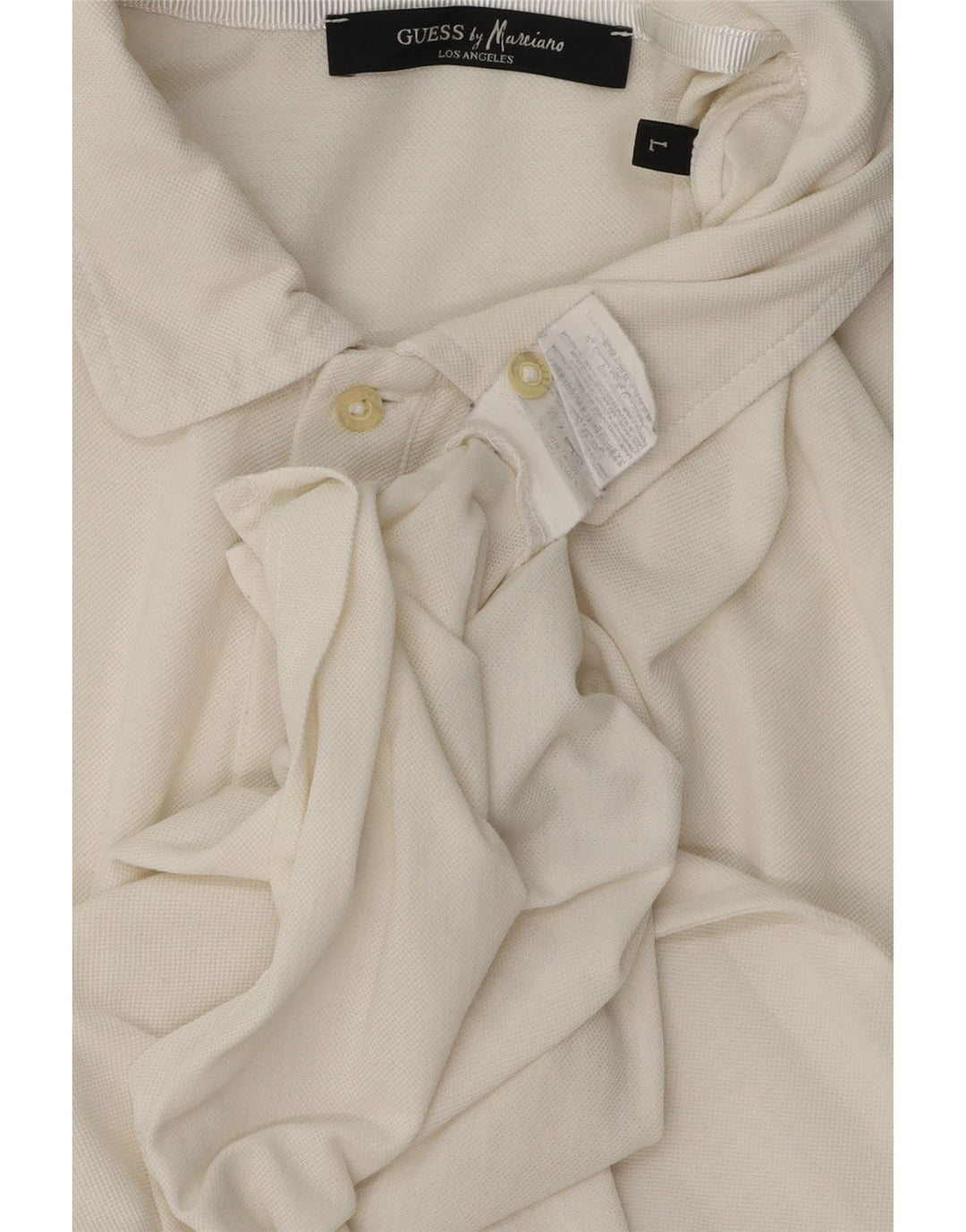 GUESS Mens Polo Shirt Large White Cotton