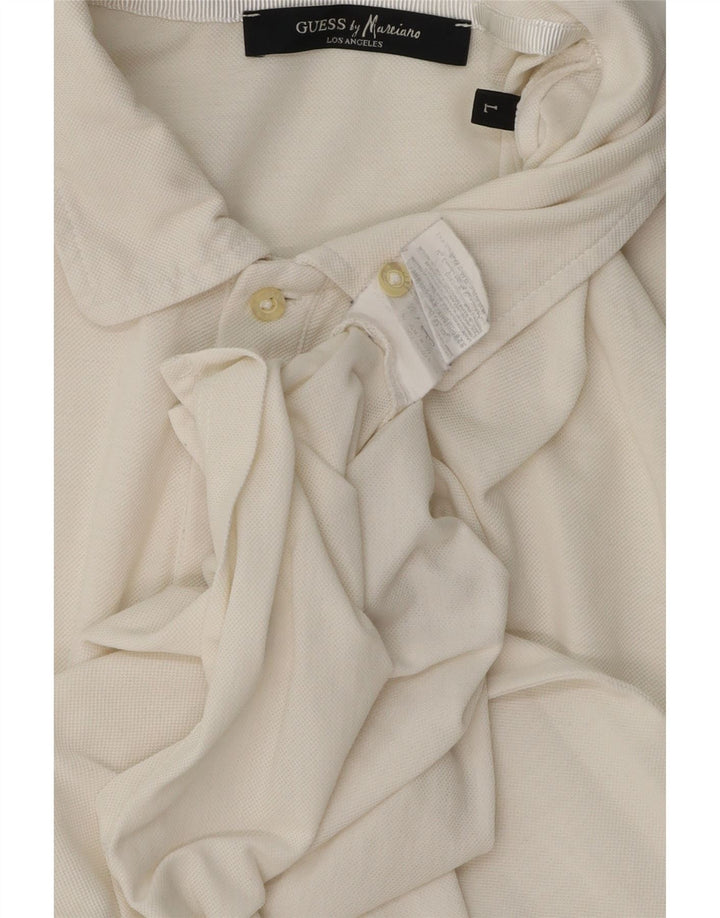 GUESS Mens Polo Shirt Large White Cotton