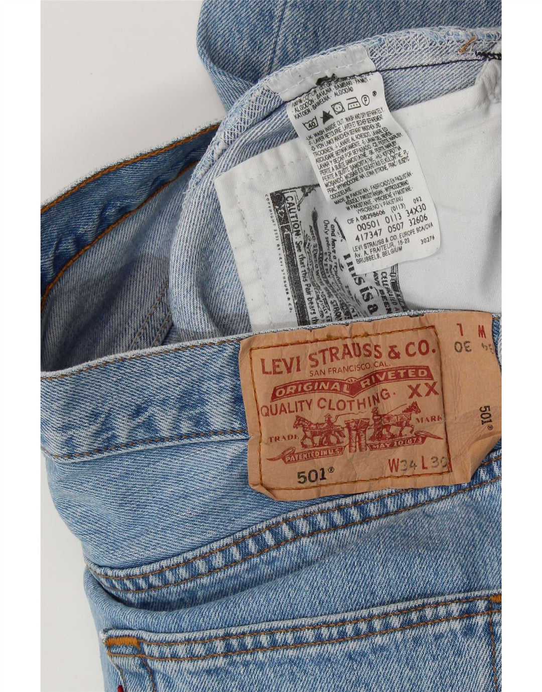 LEVI'S muške 501 ravne traperice W34 L30 plavi pamuk