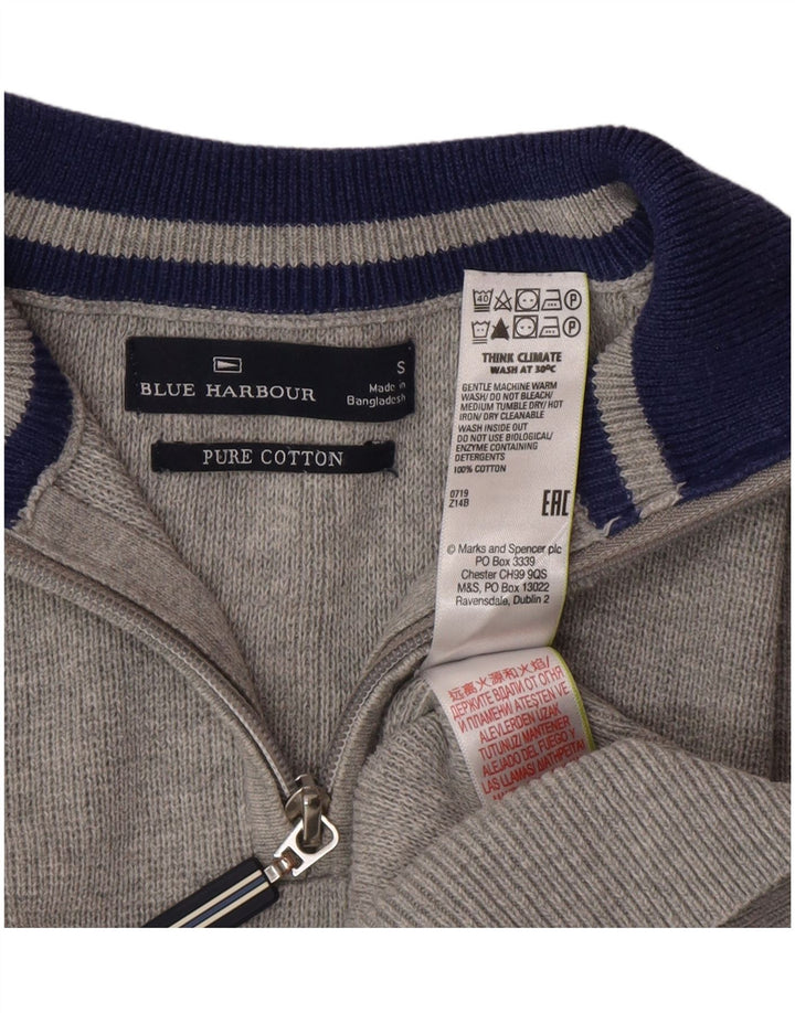 Marks & Spencer muški mali sivi džemper s izrezom i zipom Blue Harbor