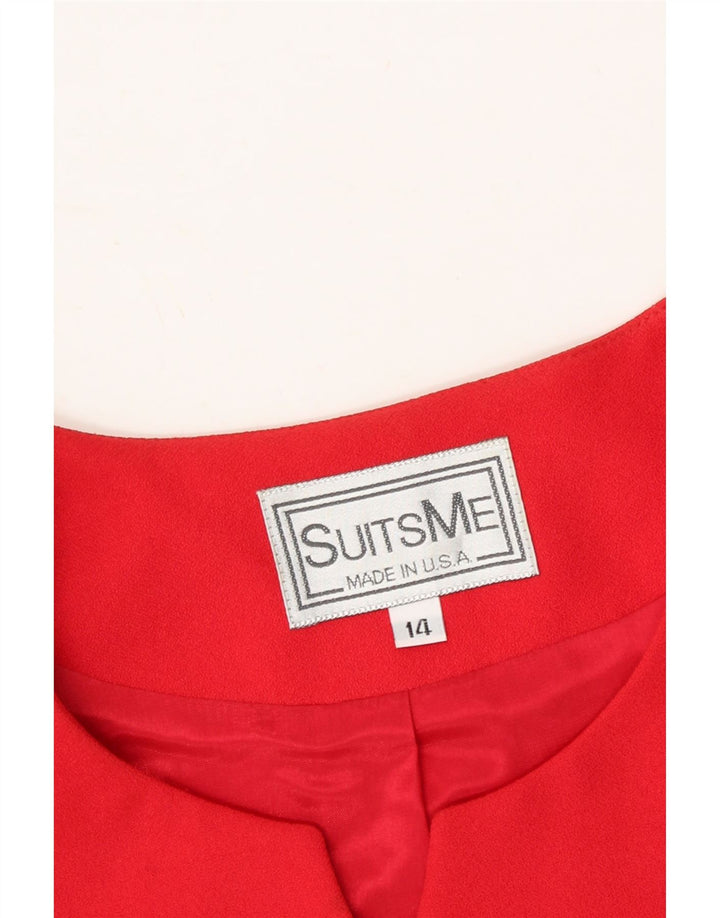 VINTAGE Womens 3 Button Blazer Jacket US 14 XL Red Colourblock Vintage Vintage and Second-Hand Vintage from Messina Hembry 