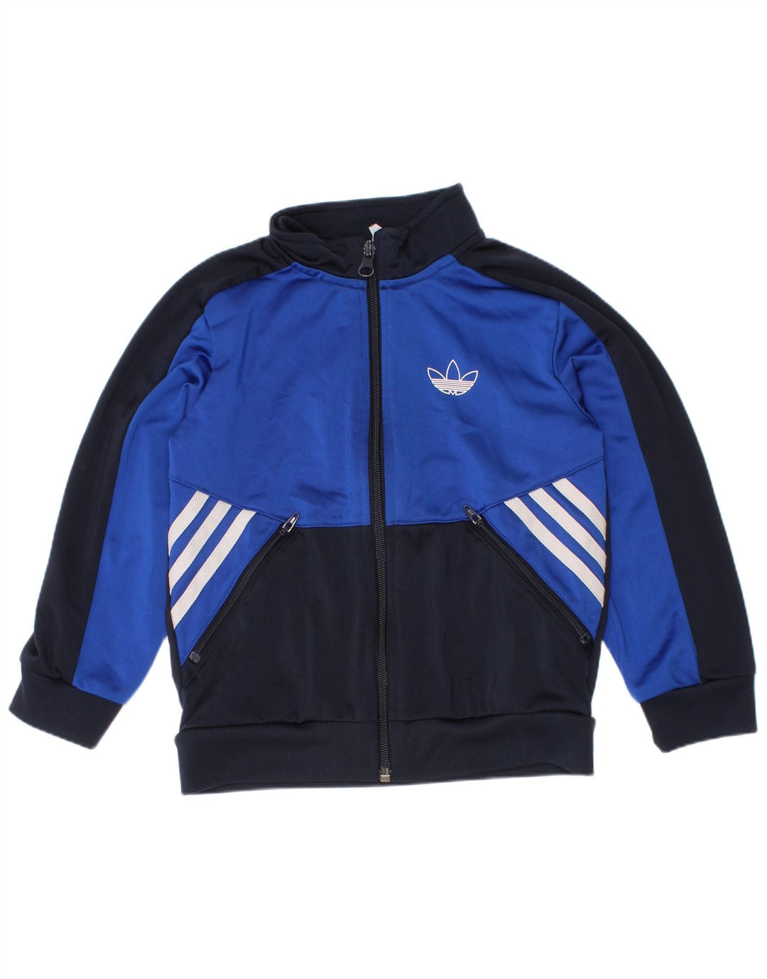 Gornja jakna od trenirke Adidas za dječake 5-6 godina, tamnoplava poliesterska boja