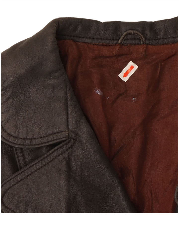 VINTAGE ženski kožni kaput UK 14 Srednje smeđa