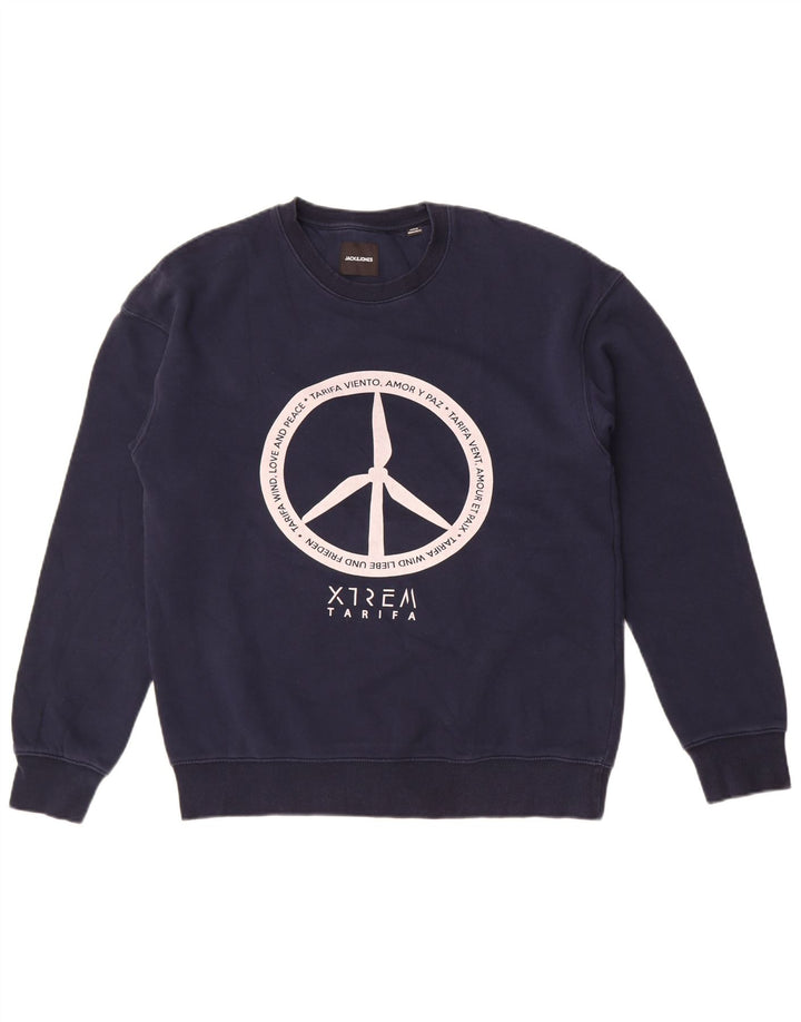 Jack & Jones muška trenirka s grafičkim motivima Srednji tamnoplavi pamuk