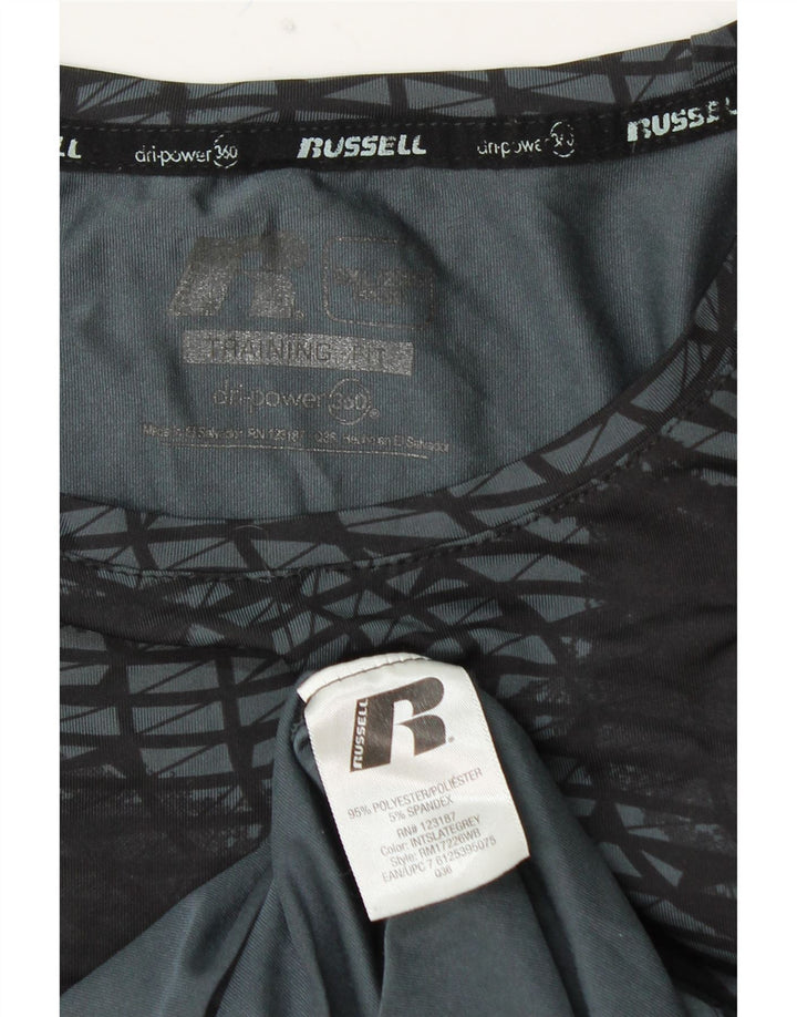 RUSSELL ATHLETIC Dri-Power majica kratkih rukava Top 2XL sivi geometrijski poliester