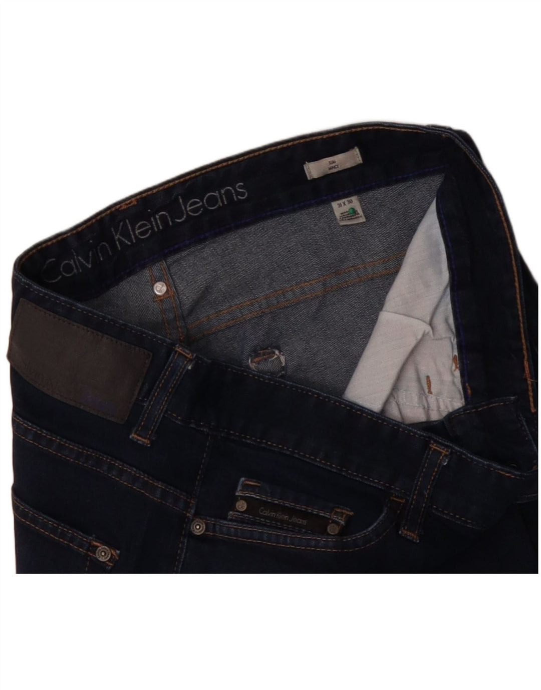 CALVIN KLEIN Muške ravne traperice W31 L27 tamnoplavi pamuk