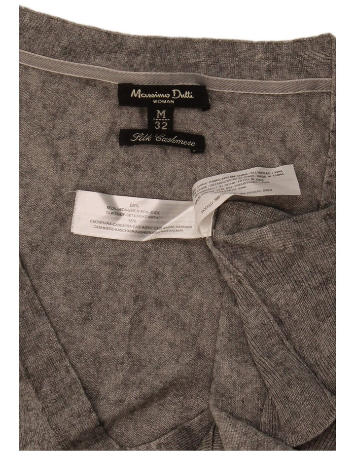 Ženski džemper s V-izrezom Massimo Dutti UK 12 srednje siva svila