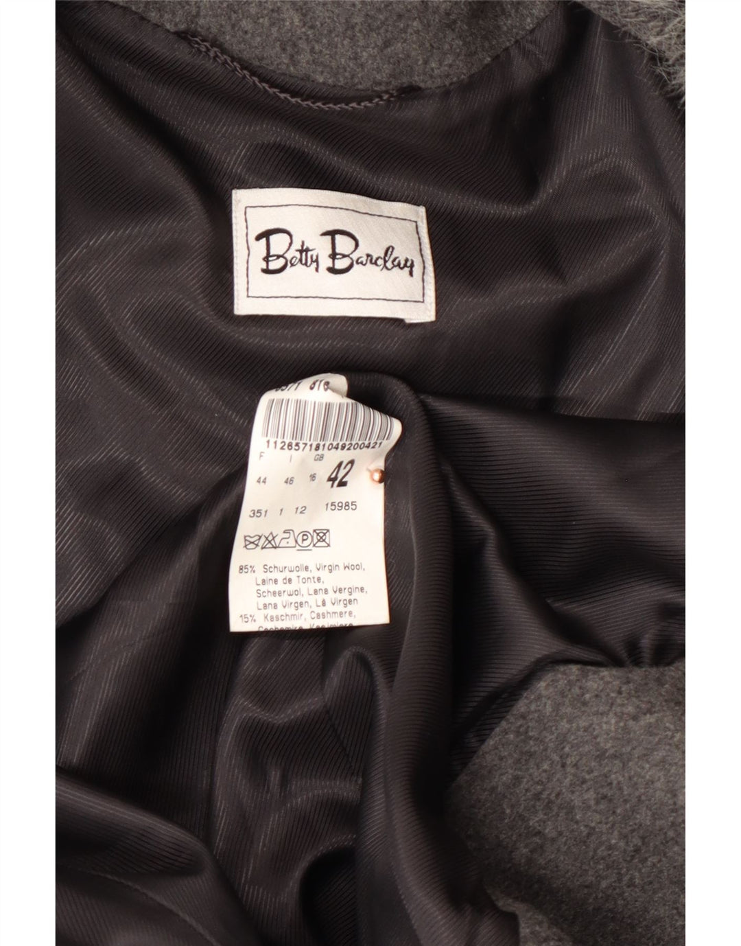 BETTY BARCLAY Ženski kaput UK 16 Velika siva nova vuna