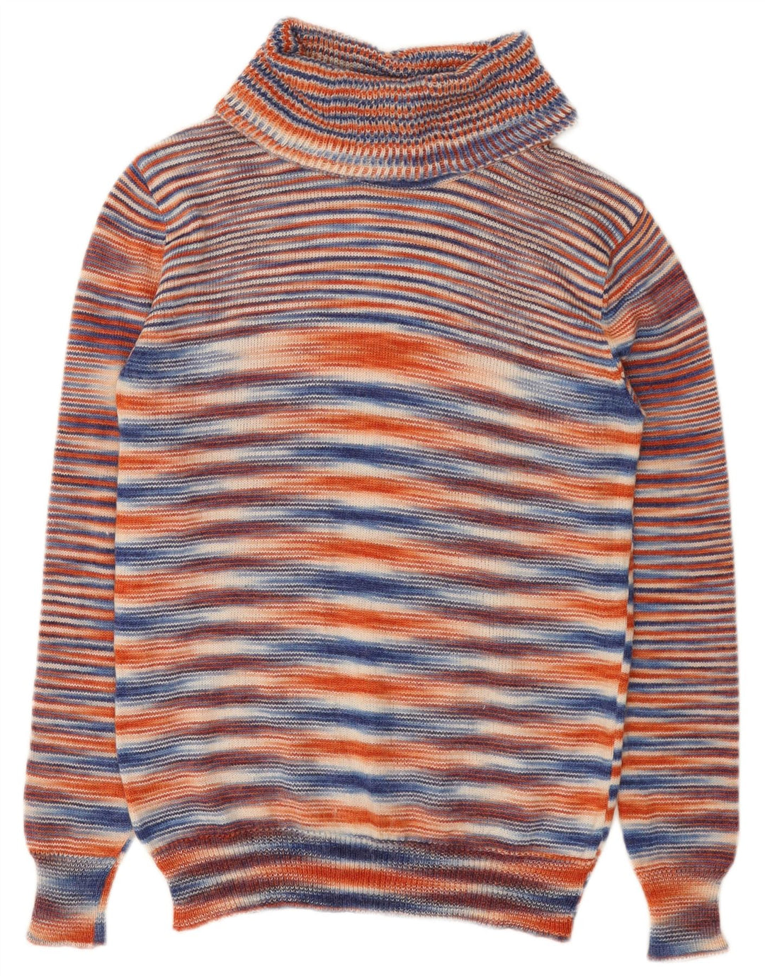VINTAGE ženski pulover s rol izrezom UK 10 na male raznobojne pruge