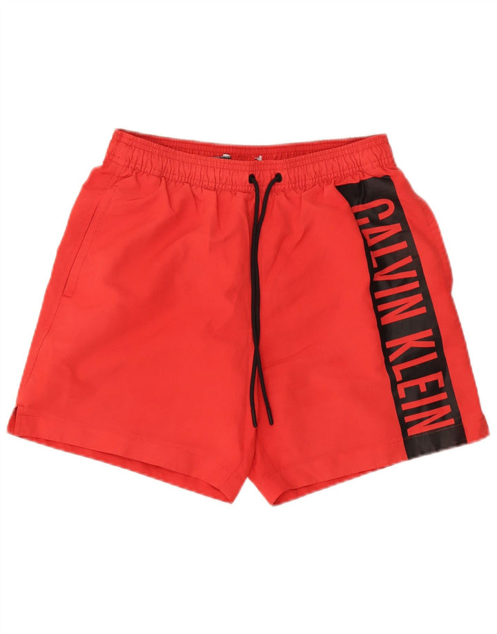 CALVIN KLEIN Mens Graphic Swimming Shorts Small  Red Polyester