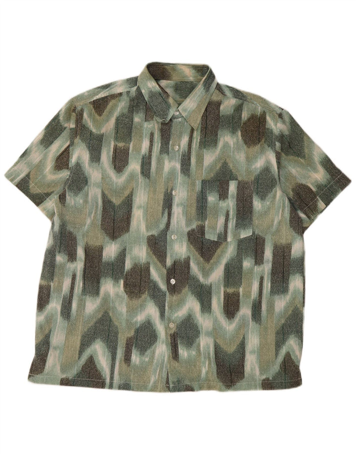 VINTAGE muška košulja kratkih rukava velike zelene geometrije