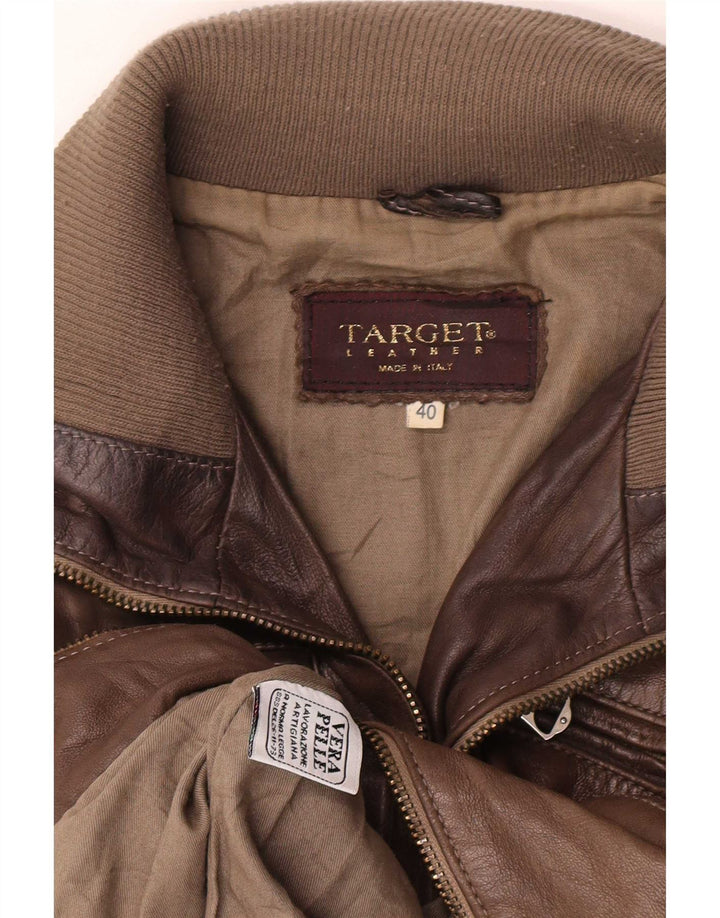 Vintage ženska crop kožna jakna IT 40 Small Brown