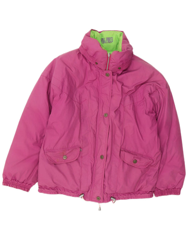 Vintage Womens Reversible Padded Jacket UK 14 Large Purple Cotton