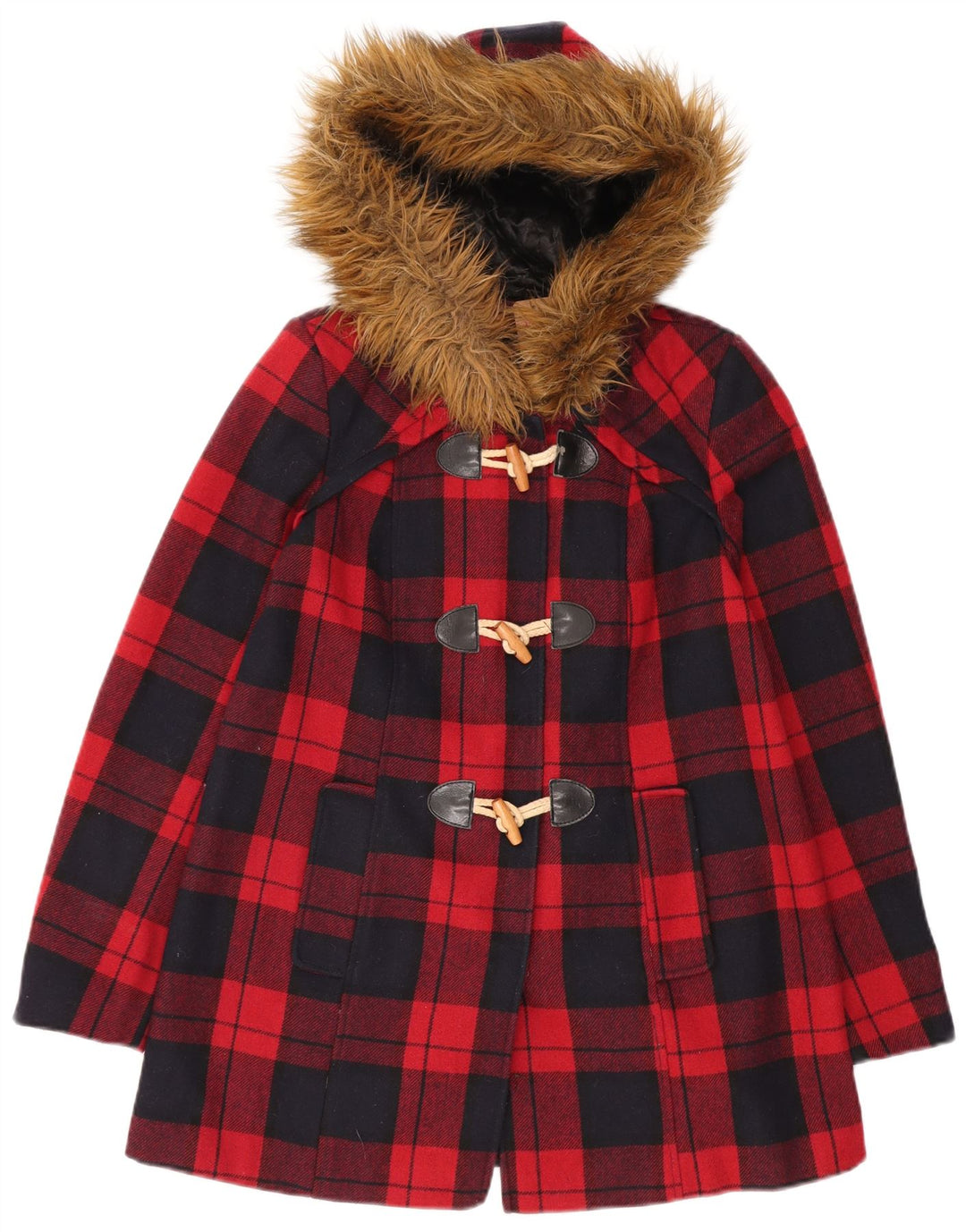 MISS SELFRIDGE Ženska duffle jakna s kapuljačom UK 6 XS Crvena karirana vunena