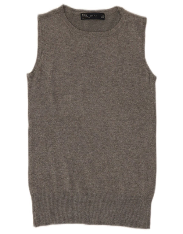 Zara ženski prsluk bez rukava UK 8 Small Gray Rayon
