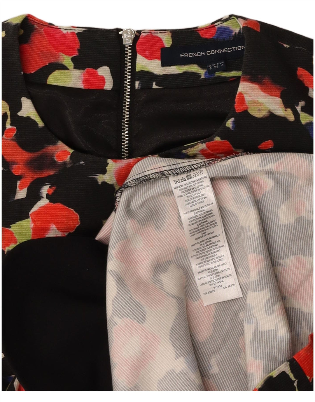 FRENCH CONNECTION Ženska haljina A-kroja UK 8 Mala crna cvjetna pamuk