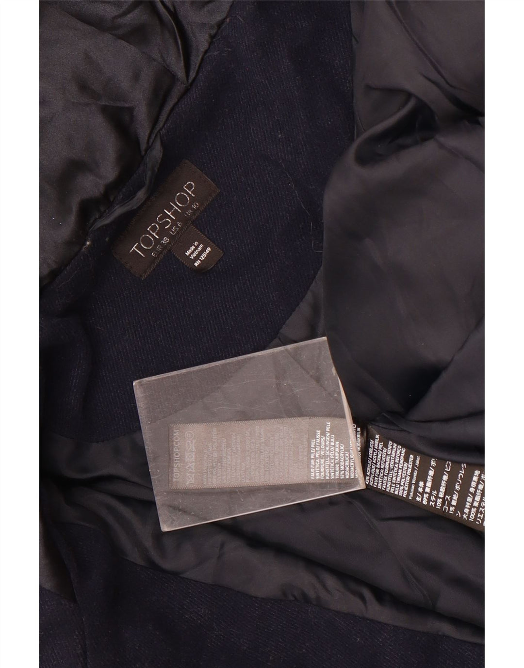 Topshop ženska prevelika parka jakna s kapuljačom UK 10 Mala tamnoplava