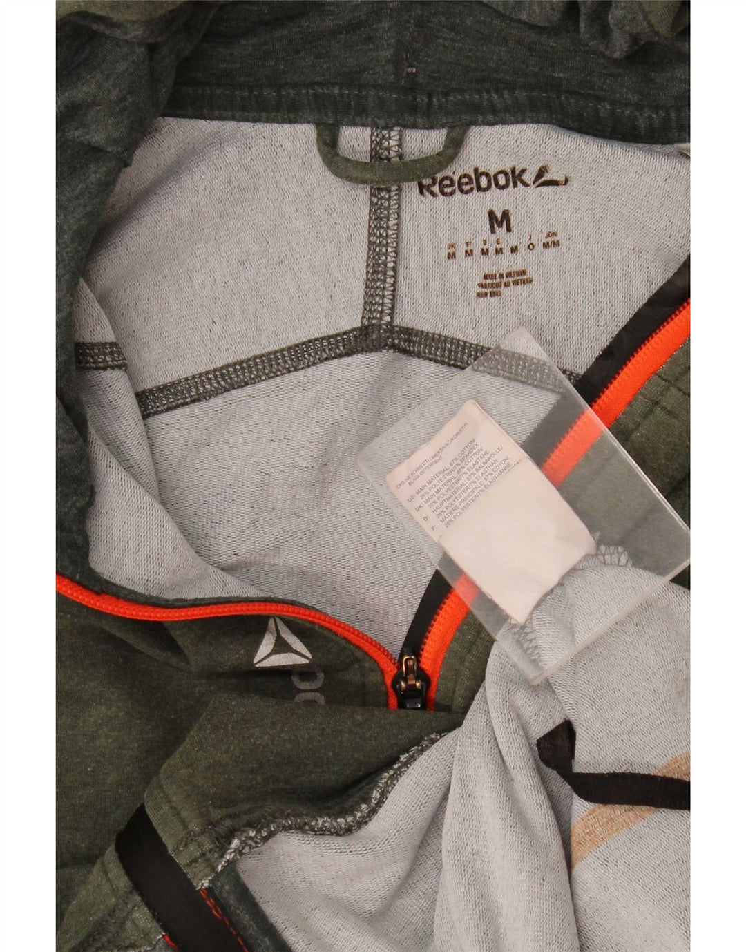 Reebok muški pulover s kapuljačom na patentni zatvarač, srednji zeleni pamuk
