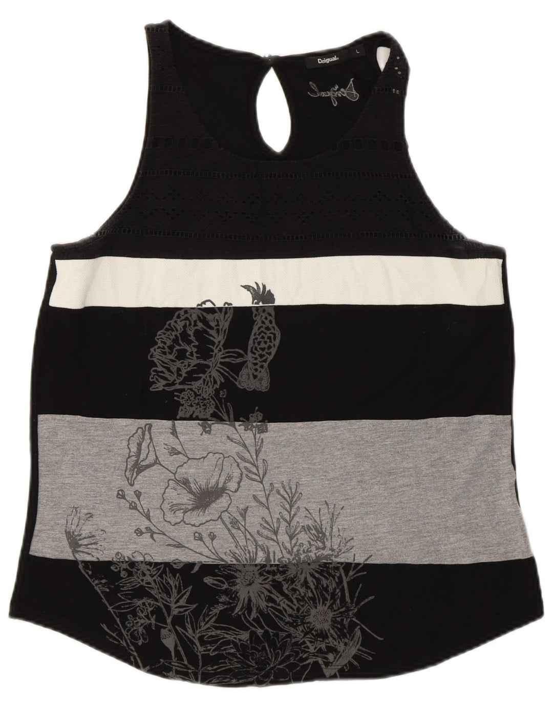 DESIGUAL ženski gornji dio prsluka s grafičkim motivima UK 14 velike crne pruge