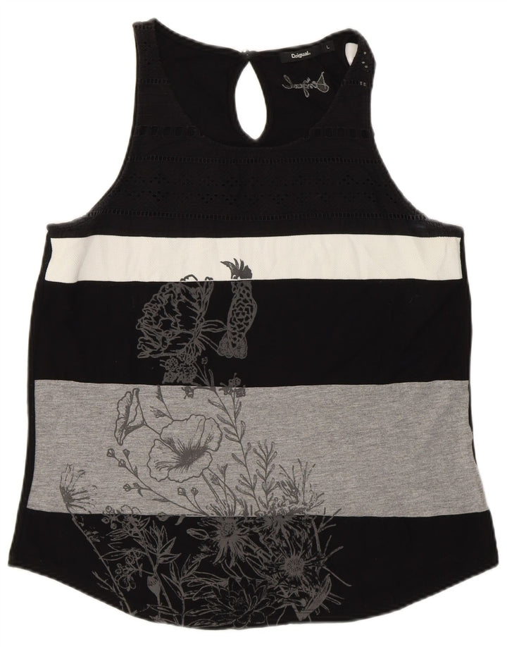 DESIGUAL ženski gornji dio prsluka s grafičkim motivima UK 14 velike crne pruge