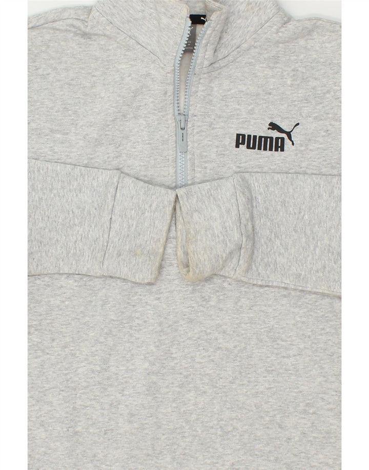 PUMA Womens Zip Neck Sweatshirt Jumper UK 14 Medium Grey Cotton Vintage Puma and Second-Hand Puma from Messina Hembry 