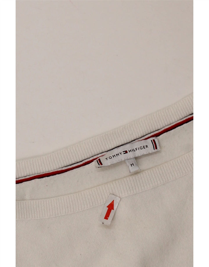 TOMMY HILFIGER Ženski džemper s morskim izrezom UK 14 Srednje bijeli