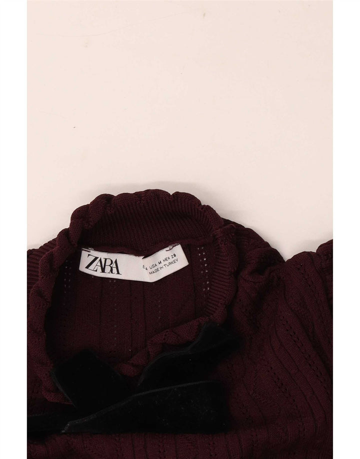Zara ženski gornji dio bluze dugih rukava UK 12 srednje tamnocrvene boje