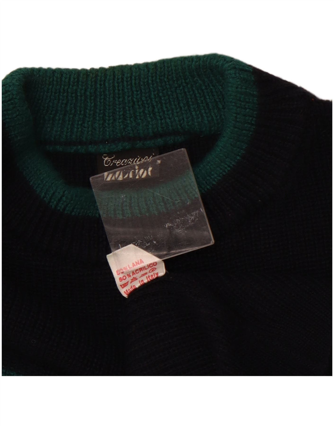 VINTAGE muški džemper s lađastim izrezom XL tamnoplave vunene boje