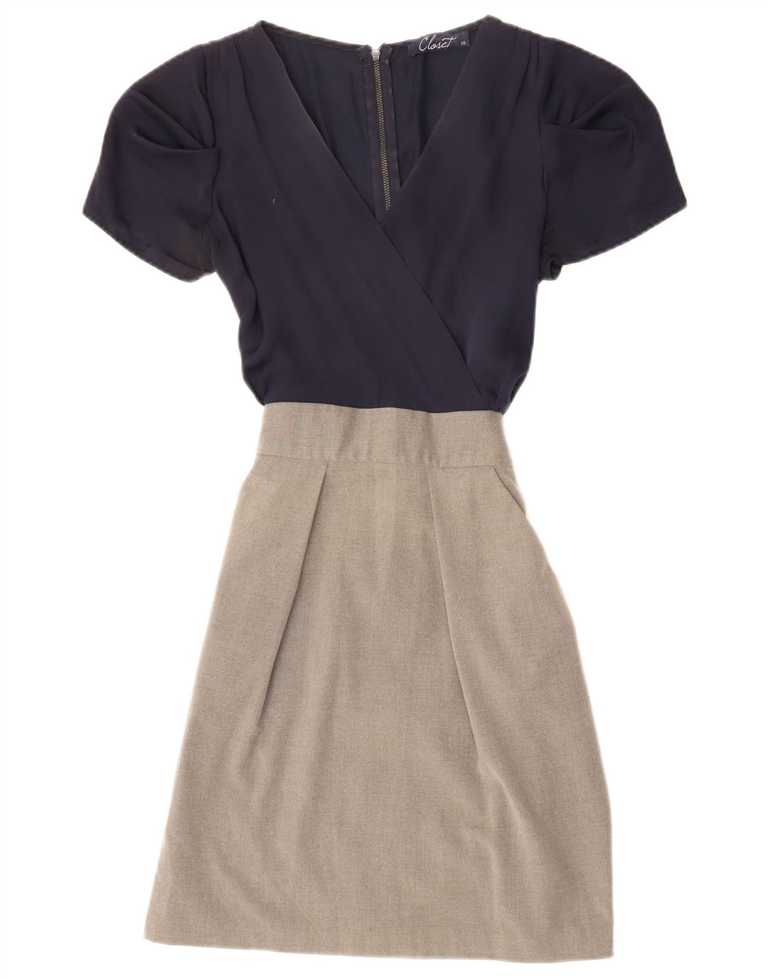 ORMARI Ženska preklopna haljina UK 10 Mala tamnoplava poliesterska boja