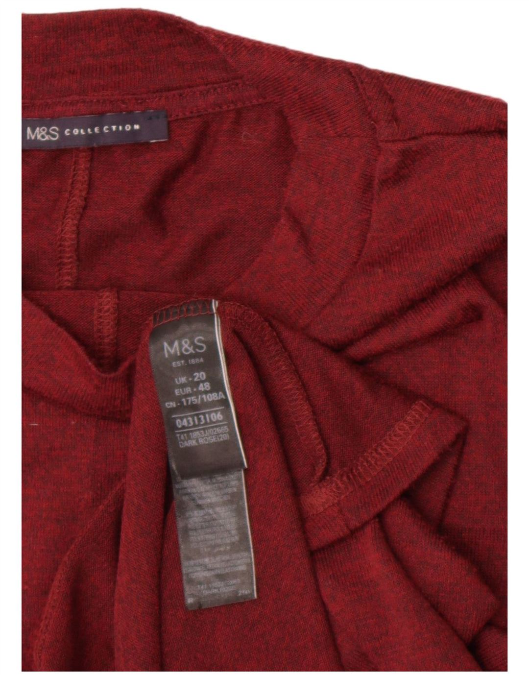 Marks & Spencer Ženska majica s 3/4 rukavima UK 20 2XL Bordo poliester