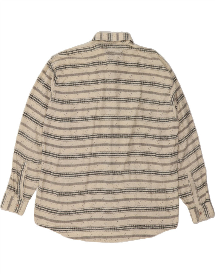 VINTAGE Mens Shirt Size 41/42 Large Beige Striped Vintage Vintage and Second-Hand Vintage from Messina Hembry 