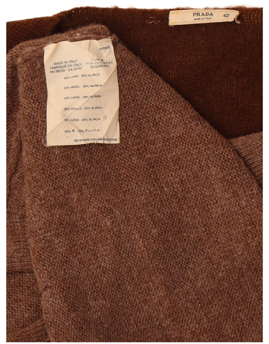 Prada ženski kardigan džemper IT 42 srednje smeđa vuna alpake