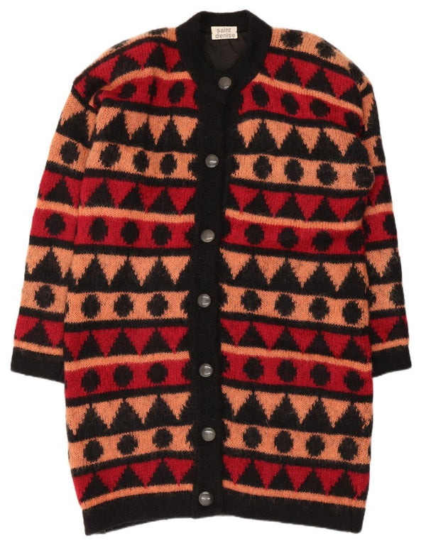 Vintage ženski kardigan pulover UK 16 Veliki crni geometrijski