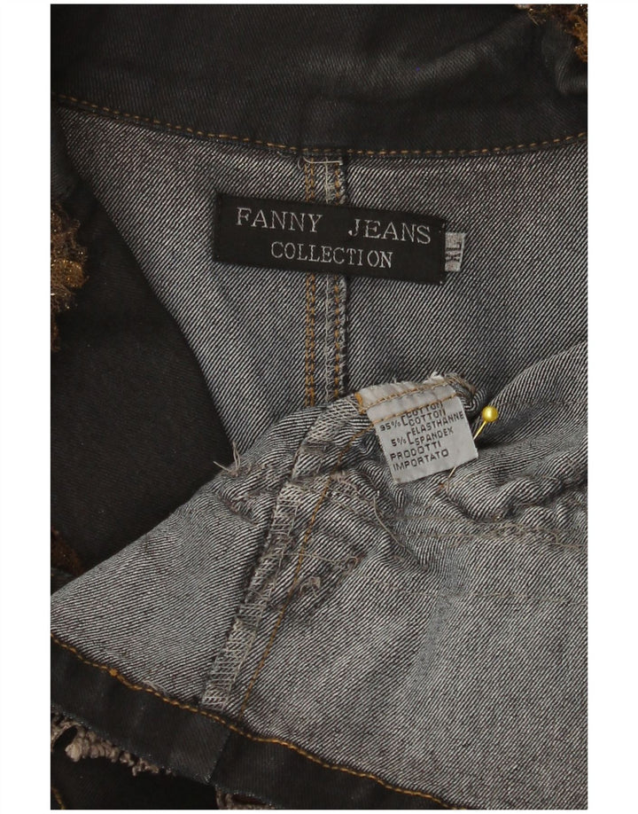 Vintage ženska traper jakna s 2 gumba UK 18 XL crne boje