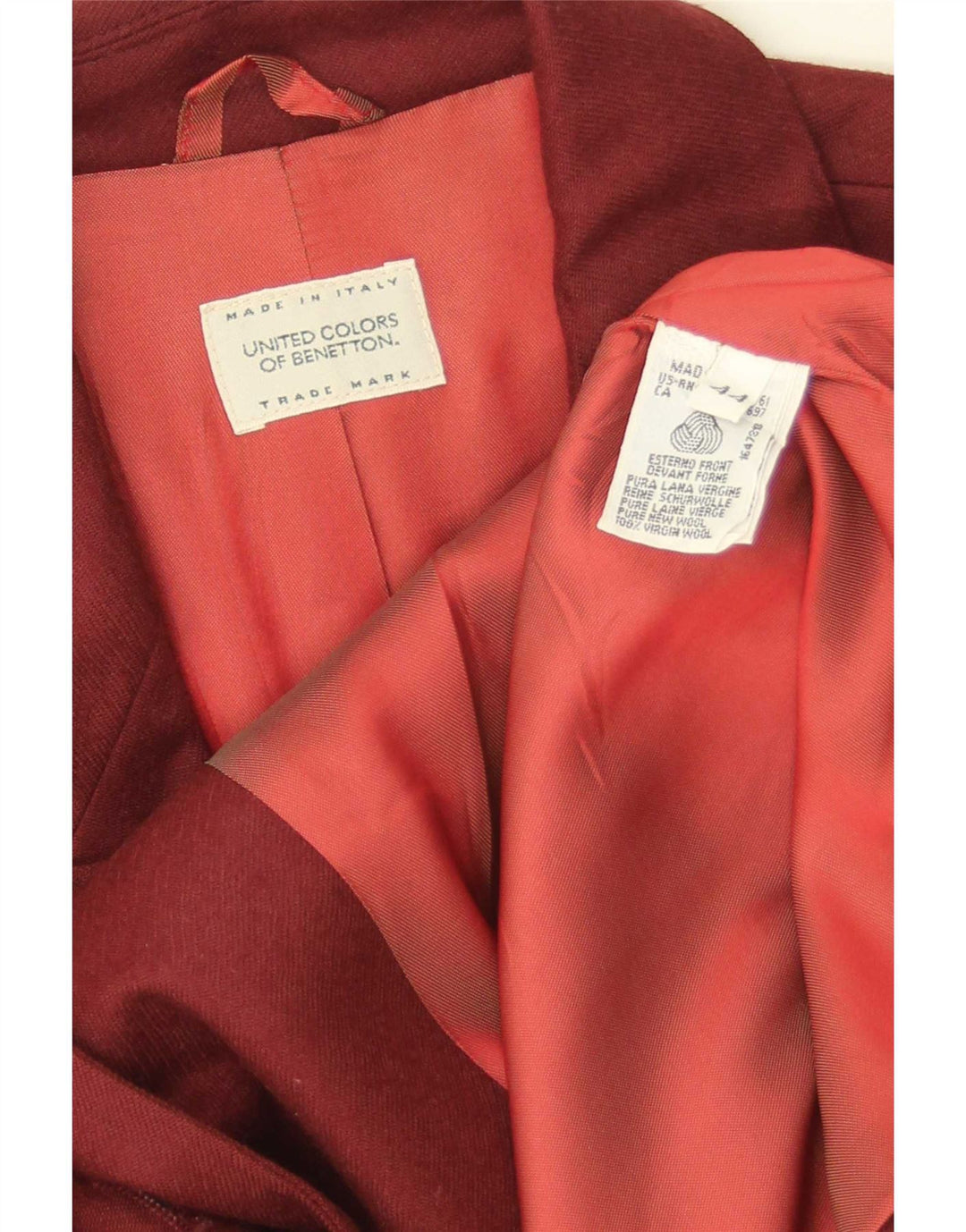 Benetton ženski kratki sako sa 2 gumba IT 44 Srednja bordo vuna