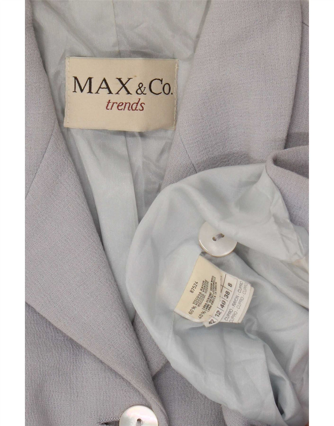 Max & Co. Ženska jakna s 3 gumba UK 12 Srednje plava viskoza