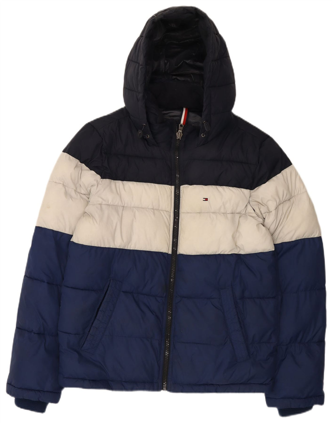 Tommy Hilfiger muška podstavljena jakna s kapuljačom UK 36 Mala raznobojna najlonska