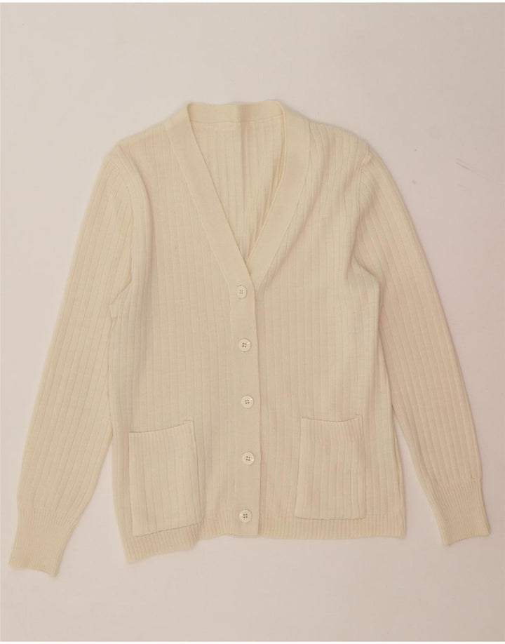 VINTAGE Womens Cardigan Sweater IT 46 Large Off White Polyacrylic Vintage Vintage and Second-Hand Vintage from Messina Hembry 