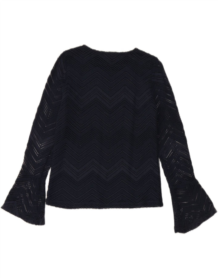 MARKS & SPENCER Womens Blouse Top UK 8 Small  Navy Blue Chevron Vintage Marks & Spencer and Second-Hand Marks & Spencer from Messina Hembry 
