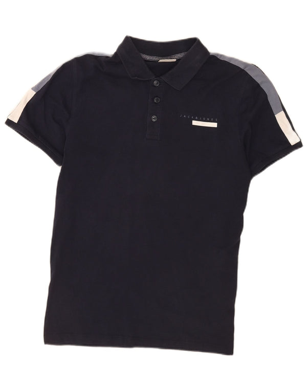 Jack & Jones muška polo majica mala tamnoplava pamuk blok boja