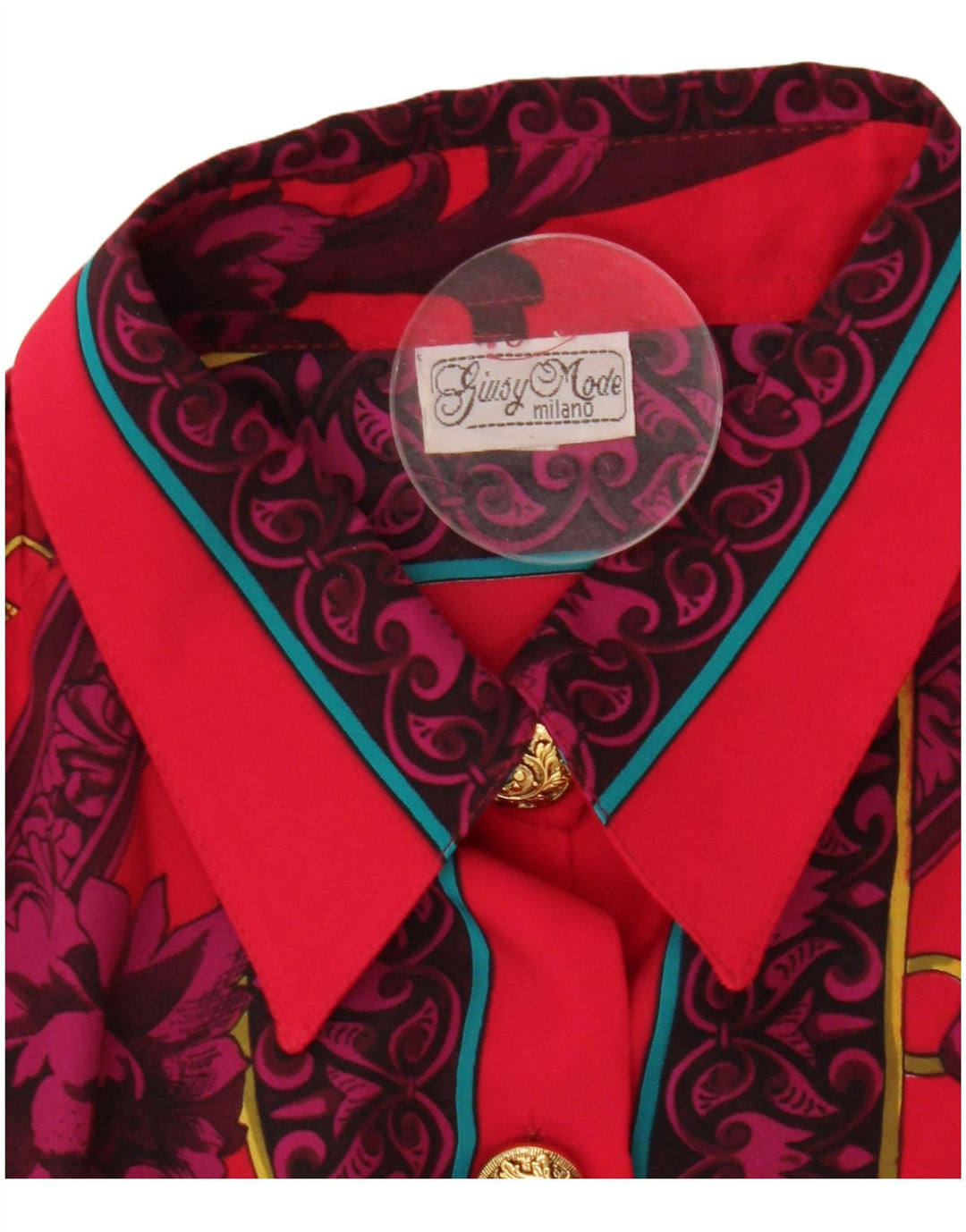 Vintage ženska košulja bluza UK 14 Veliki crveni cvjetni